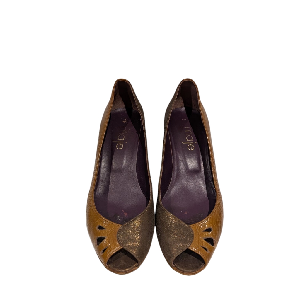 Maje Brown Peep-Toe Women's Shoes